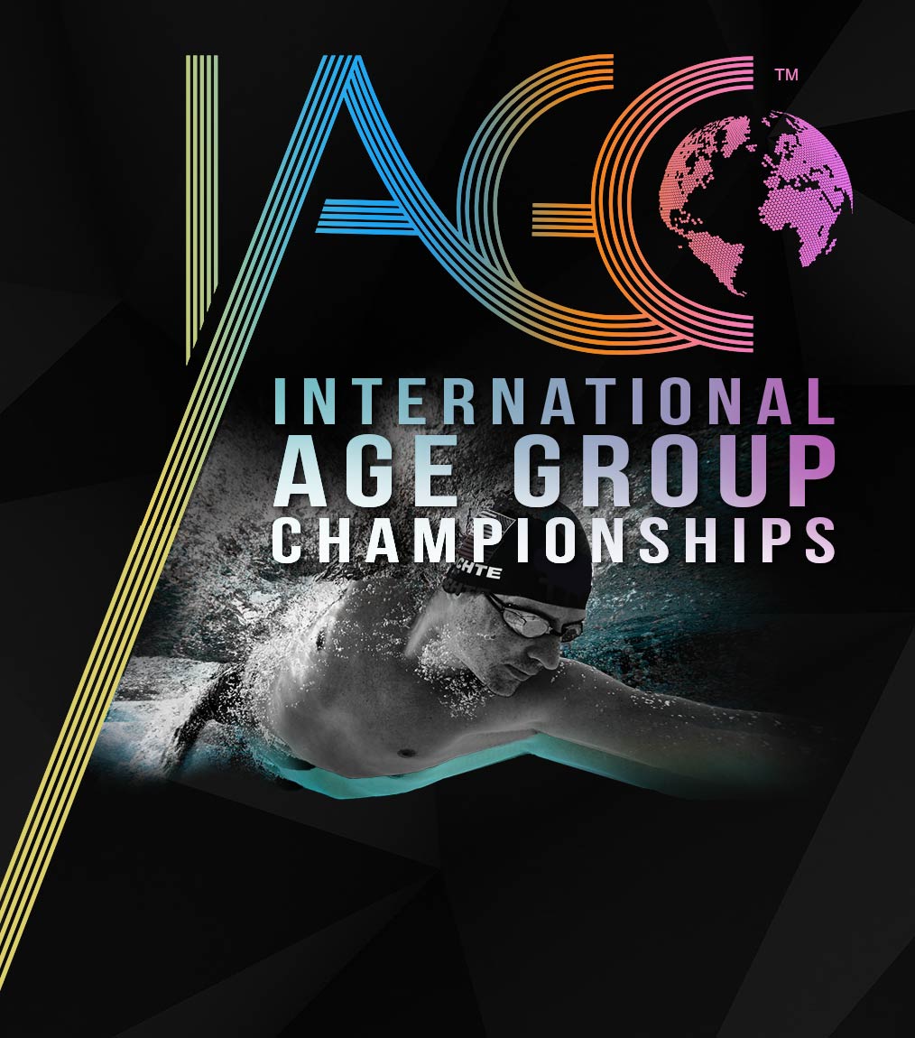Logo of the IAGC meet hosted by ISCA showing Ryan Lochte swimming